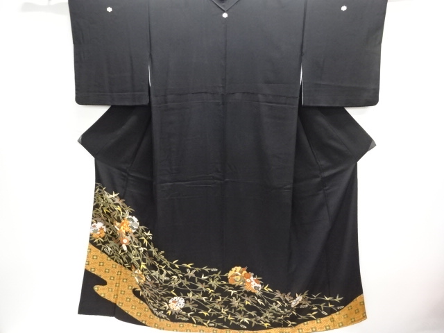 JAPANESE KIMONO / TOMESODE / SILK / KINSAI / SNOWFLAKE & FLOWERS & BIRDS